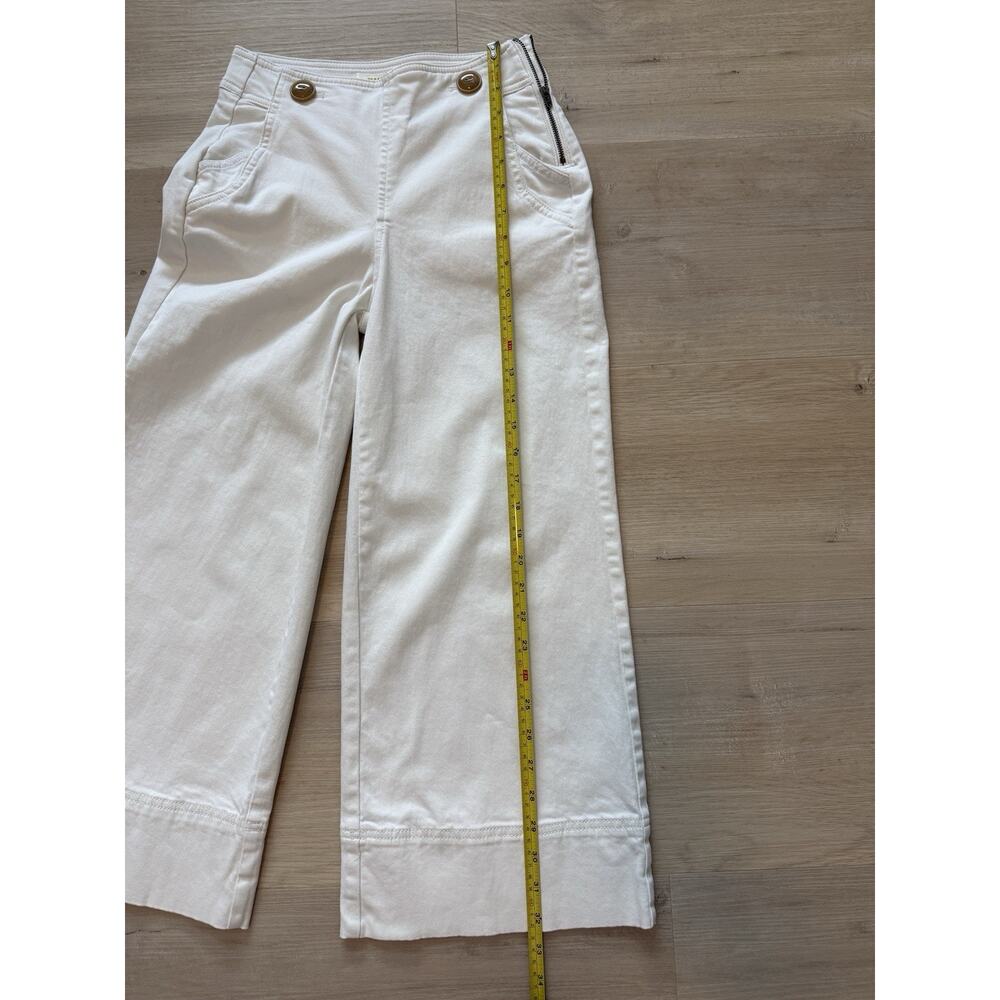 Maeve By Anthropologie Womens Buttoned Cropped Wide-Leg Culottes White Pants 00P - Picture 11 of 13